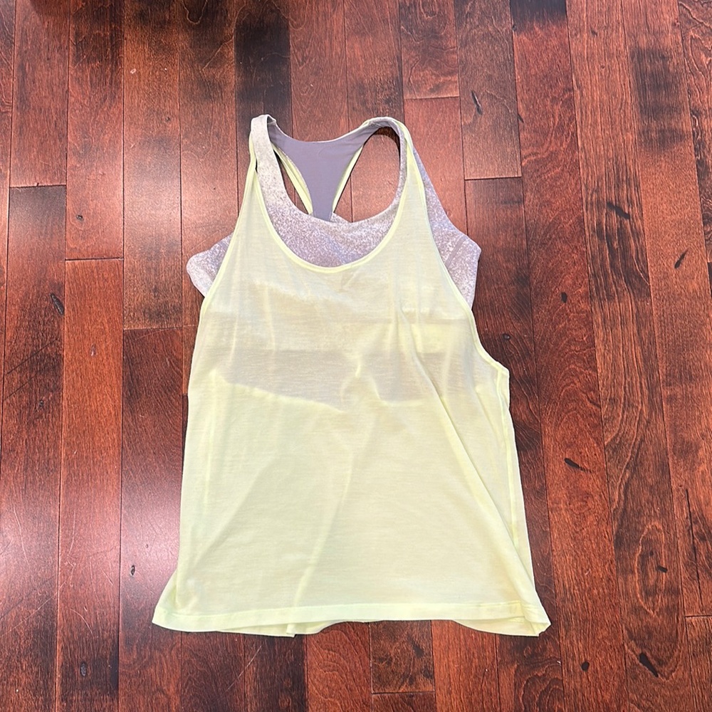Lululemon bright yellow tank with attached sports bra - size 10
